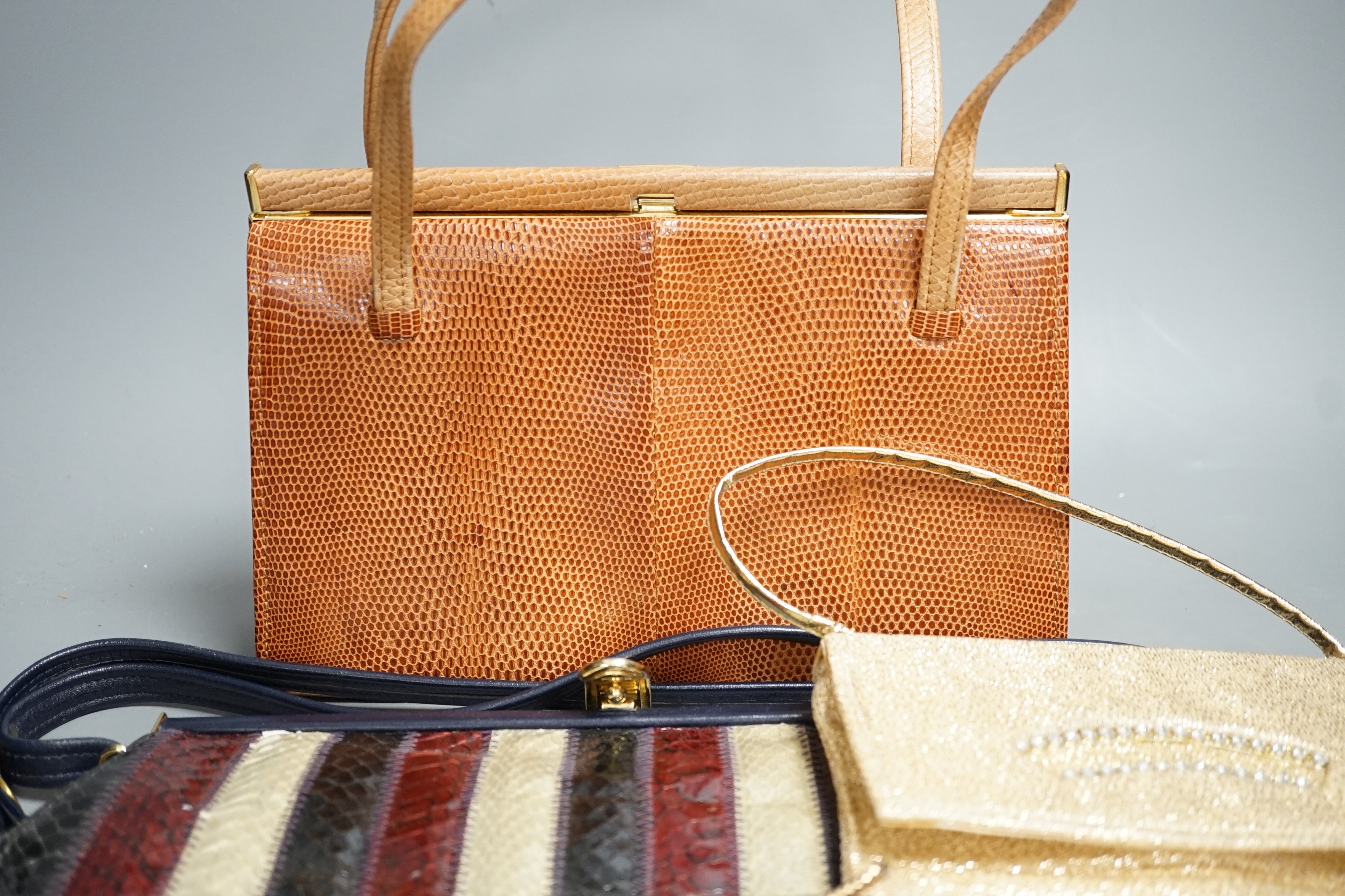 A quantity of collectables including handbags, scales, metal wares etc